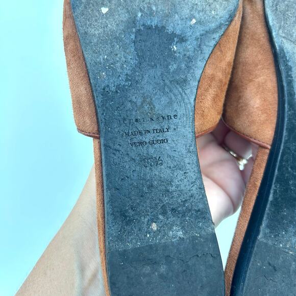 Jenni Kayne Suede Mules Pointed Toe Flats Saddle Brown 38.5 Size 8 Slip Ons - Picture 9 of 9